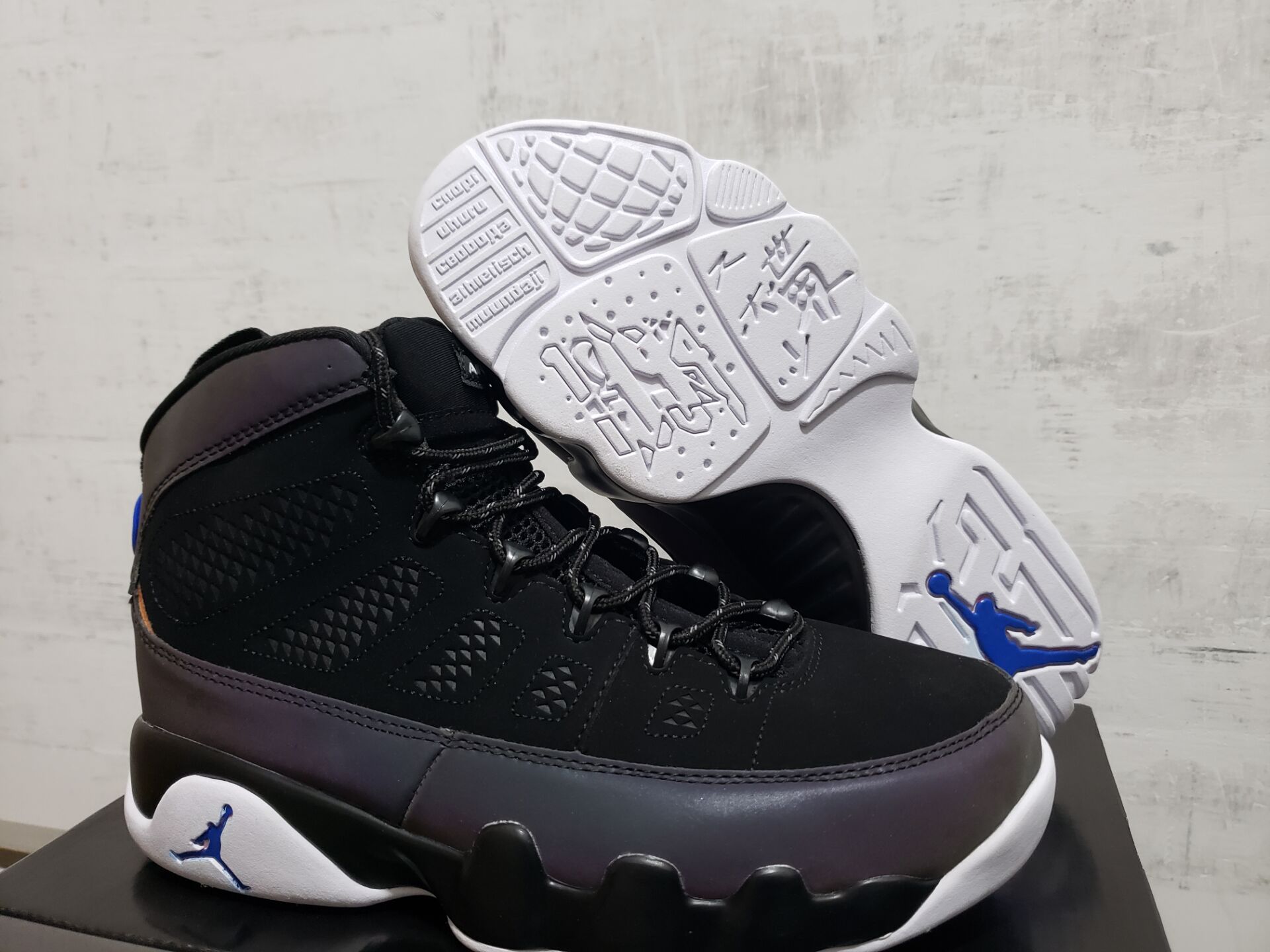 2019 Men Air Jordan 9 Chamelon Black Grey White Blue Shoes